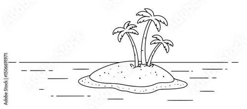 small island outline - tropical beach vector in minimal style