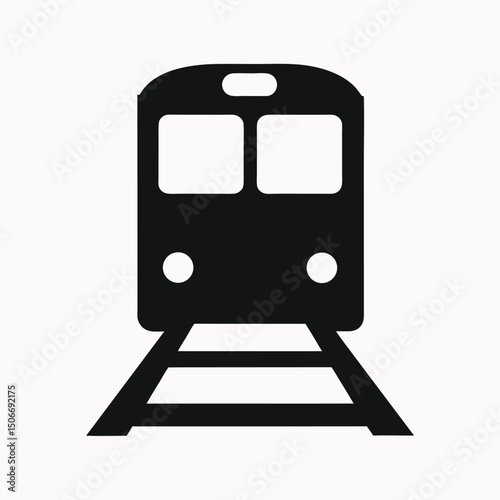 Train Icon Simple Black Silhouette of a Train on Tracks