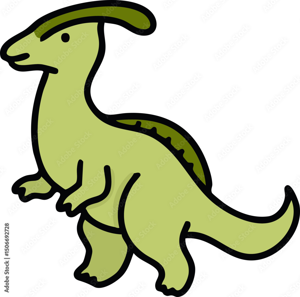 Fototapeta premium 파라사우롤로푸스 공룡 라인드로잉 캐릭터 (dinosaur character line drawing)