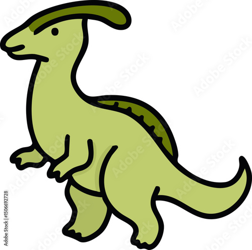 파라사우롤로푸스 공룡 라인드로잉 캐릭터 (dinosaur character line drawing)