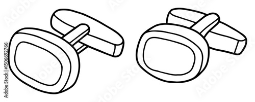 cufflinks outline - wedding groom accessories vector