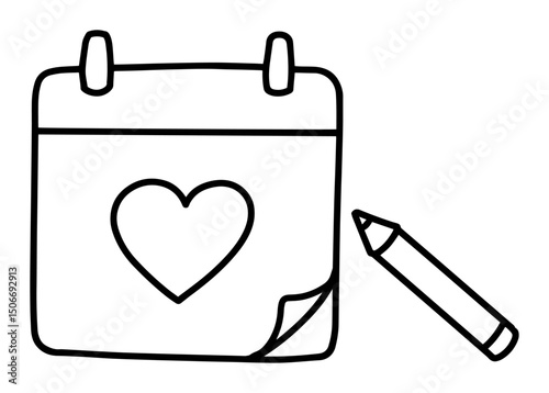 love calendar outline - romantic date reminder vector