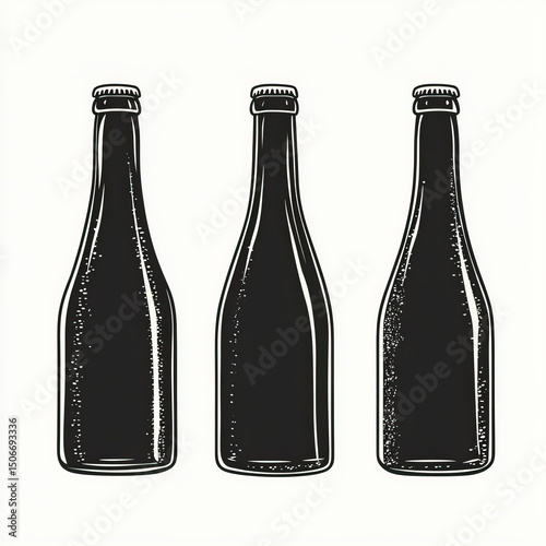 wine beer bottle silhouette...