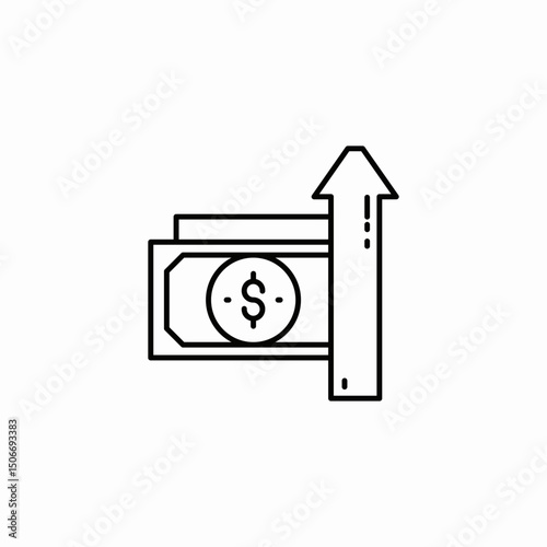 cost increase icon sign vector