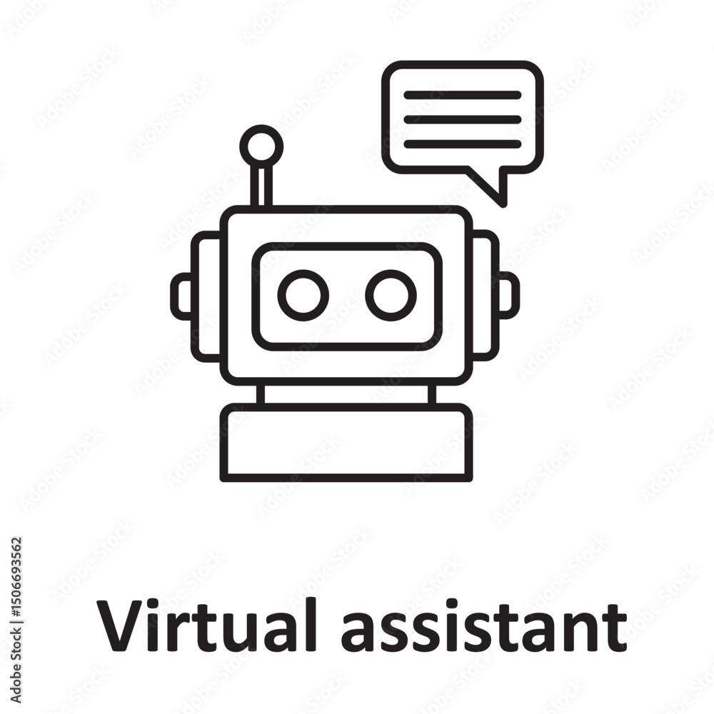 Fototapeta premium Virtual assistant :Vector Icon which can easily modify or edit