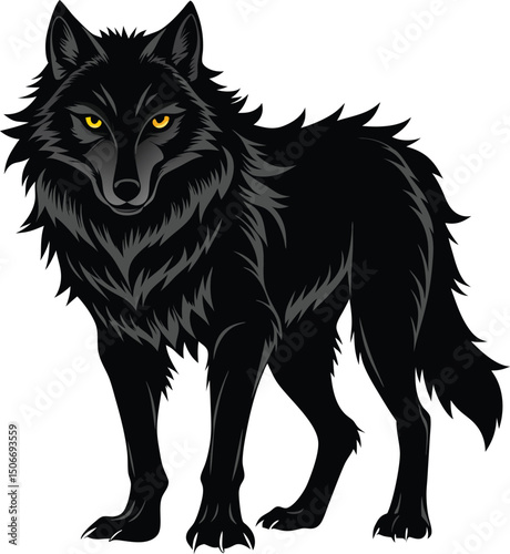 Hyper Realistic Black Wolf Silhouette – Cinematic Digital Art with Sharp Focus & ArtStation Trending Style