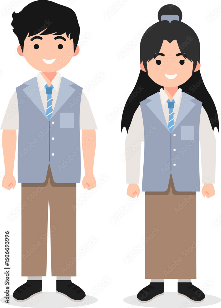 Diverse Vocational School Students in Uniform for Career and Education-Based Art Diverse Vocational School Students in Uniform for Career and Education-Based Art