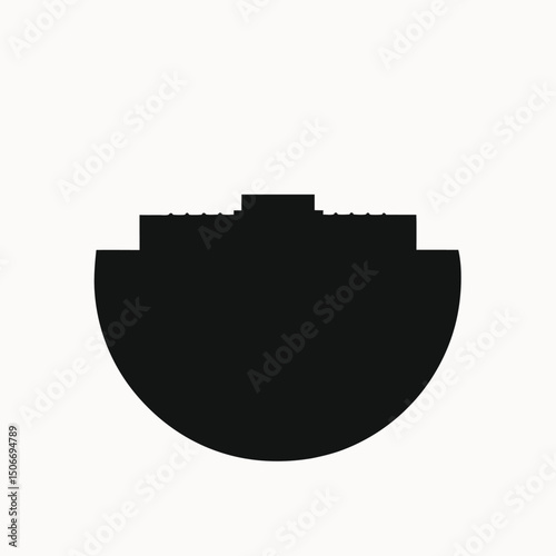 Abstract Architectural Silhouette Semicircular Building Design