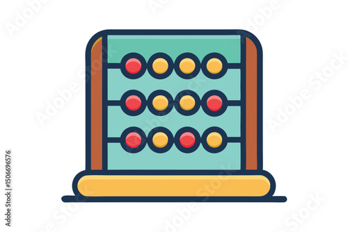 Colorful abacus with beads isolated on white background