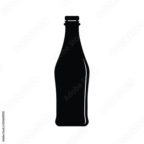 Black bottle silhouette isolated on white background