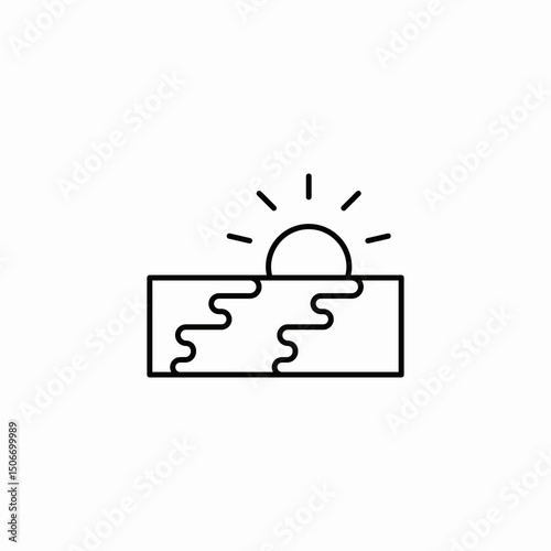 sun sea sunset icon sign vector