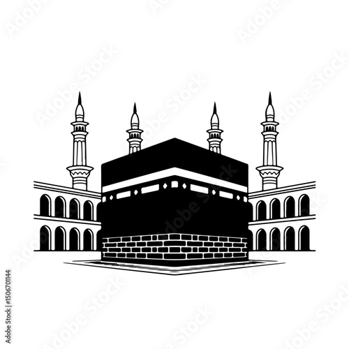 holy kaaba vector with minars 