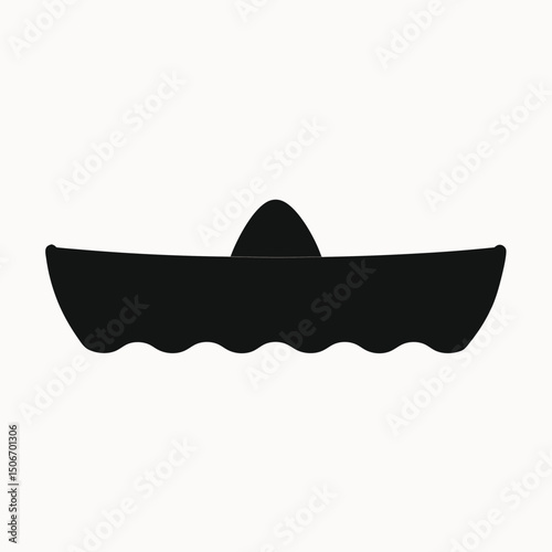 Sombrero Icon Mexican Hat Silhouette, Simple Black and White Vector Illustration