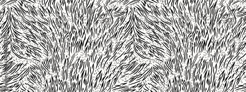 Seamless black-and-white abstract pattern resembling animal fur or zebra stripes. Print bi color for textiles, wallpapers, or modern graphic designs. Bold contrast for stylish and artistic projects