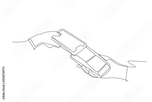 Contactless payment concept one-line drawing