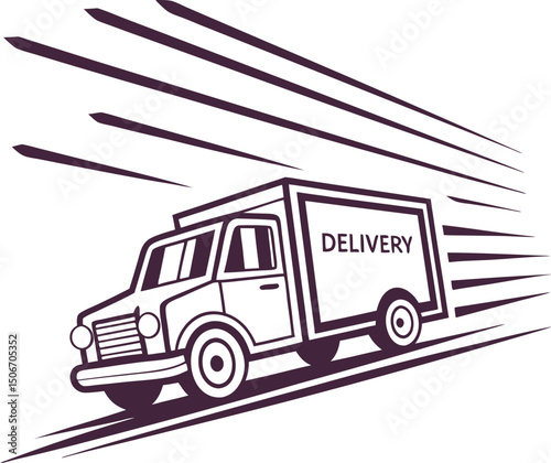 Fast Delivery Service Truck Illustration with Speed Lines and Bold Design