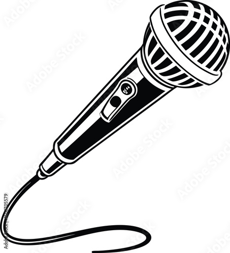 A microphone in striking black and white, embodying vocal power and clarity