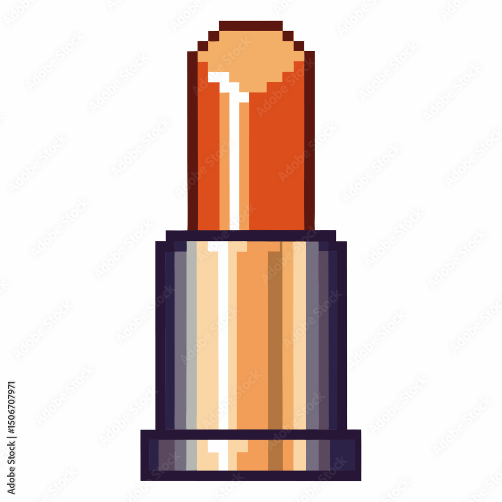 Fototapeta premium pixel art lipstick illustration, retro beauty concept with vibrant orange color