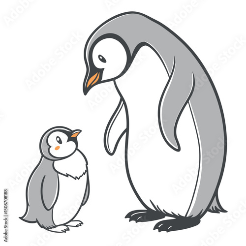 Soft Gray Baby Penguin Vector Art