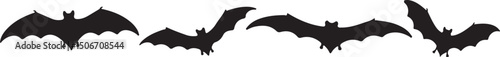Mysterious Flight: A captivating silhouette of bats, captured mid-flight against a dark sky, embodies the spirit of Halloween. 