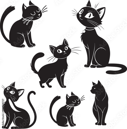 cat logo, cat icon sets, cat tattoo design,cat vector black kitten icon neko calico pet character cartoon symbol tattoo stamp scarf illustration design.