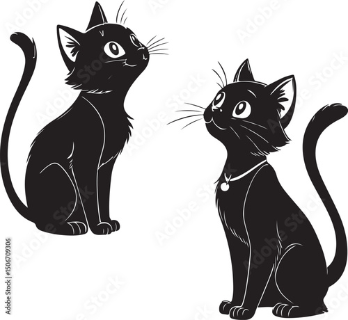 cat logo, cat icon sets, cat tattoo design,cat vector black kitten icon neko calico pet character cartoon symbol tattoo stamp scarf illustration design.