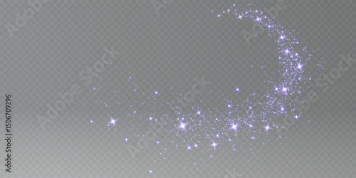 Magical Blue Trail Dust — Glowing Curved Light with Sparkles, Swirl Motion, Shooting Star Effect for Space, Celebration, or Fantasy-Themed Designs