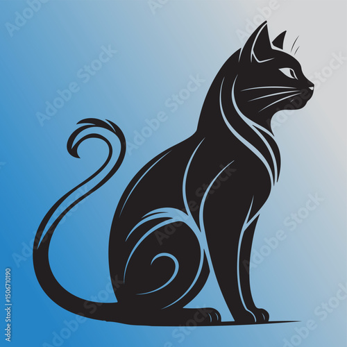 cat logo, cat icon sets, cat tattoo design,cat vector black kitten icon neko calico pet character cartoon symbol tattoo stamp scarf illustration design.