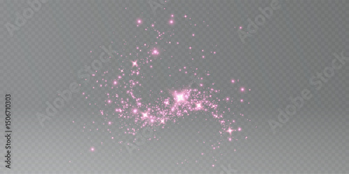 Pink Glow Effect — Twinkling Light Trail with Stars, Sparkles, Glistering Swirls for Valentine, Luxury Cards, or Magical Celebration Banners