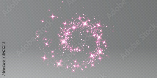 Pink Glow Effect — Twinkling Light Trail with Stars, Sparkles, Glistering Swirls for Valentine, Luxury Cards, or Magical Celebration Banners