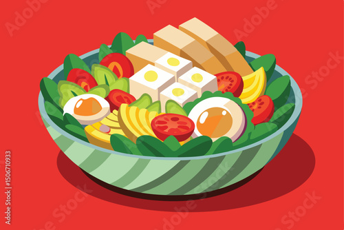 Delicious and Healthy Tofu Salad Bowl Recipe A Vibrant Mix of Fresh Ingredients