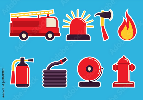Firefighter icon set safety rescue and emergency response symbols