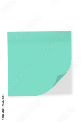 Menthol green sticky note with a curled corner on a transparent background.