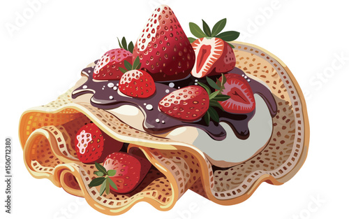 Strawberry chocolate crepe illustration design