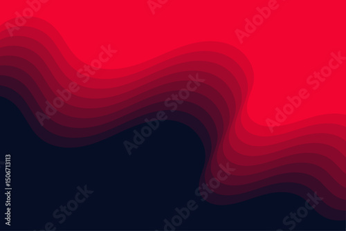 Eye-catching paper cut background featuring gradient wavy curves in red tones over a dark contrast base