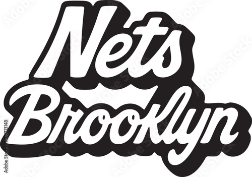 Vintage black and white Brooklyn Nets logo highlighting retro basketball branding from seventies through nineties sports design