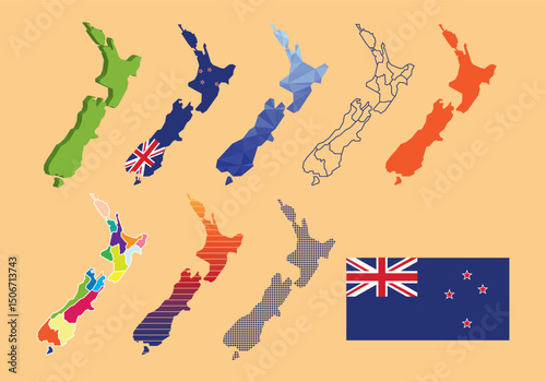 High resolution new zealand map vector illustrations