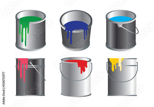 Colorful paint pot vector illustration for design projects