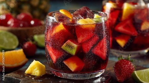Wallpaper Mural Refreshing Red Sangria with Assorted Fruits in Glass Torontodigital.ca