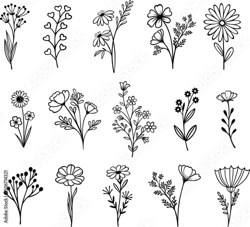 set of vector flowers