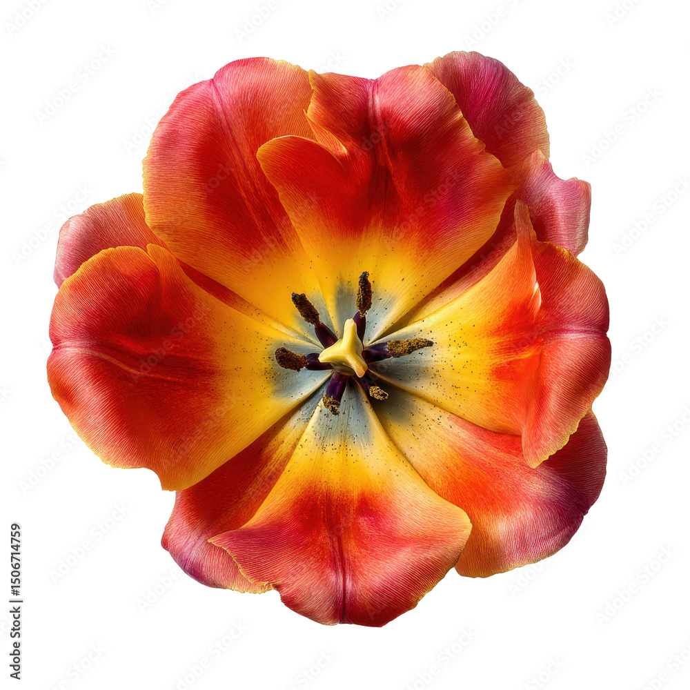 Naklejka premium Vibrant Orange and Yellow Tulip Flower Close-Up Photography