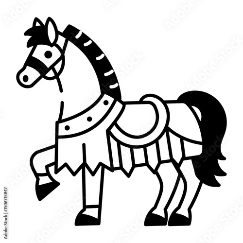 Armour horse icon in hand drawn style