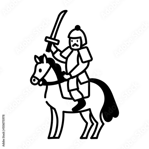 Drawing style icon depicting fierce warrior 

