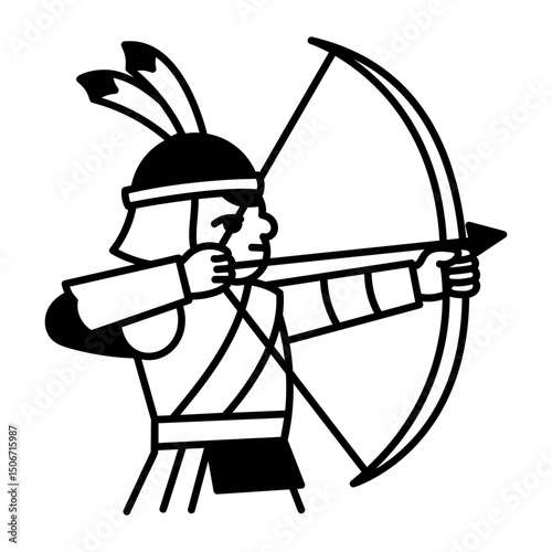 Samurai bow icon illustrated in sketchy style 
