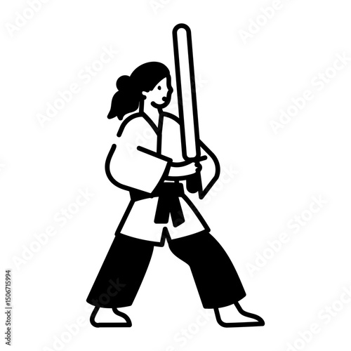 A hand drawn icon of sword training moment
