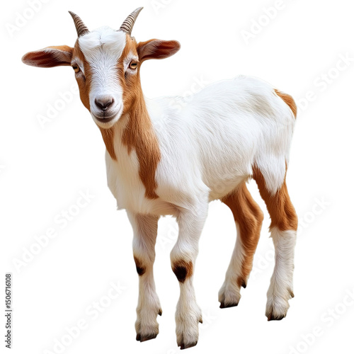 Standing goat silhouette isolated on transparent background, perfect for farm designs or animal-themed projects. Clean PNG cutout.
