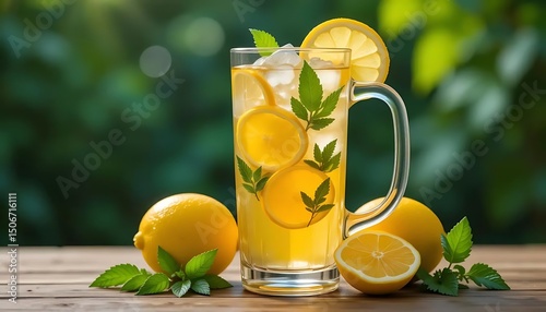 Ice Lemonade on natural background