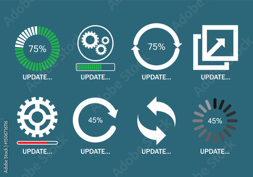 Modern update icons set for web and app design