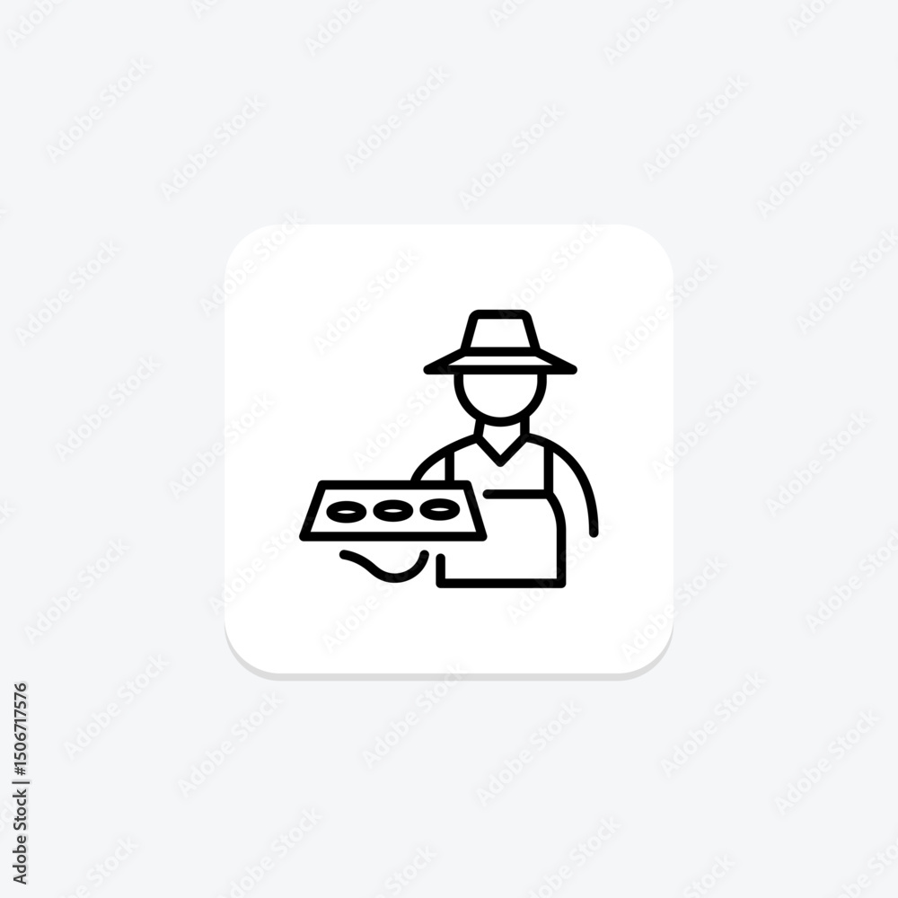 Fototapeta premium Farmer With Seedling Tray, vector, pixel perfect, illustrator file