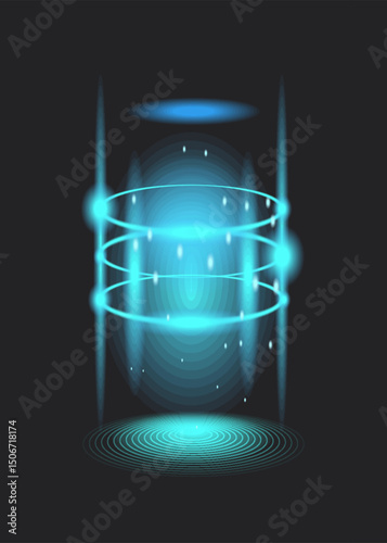 Futuristic Teleport Energy Cylinders with Stunning Glowing Effects That Captivate the Imagination